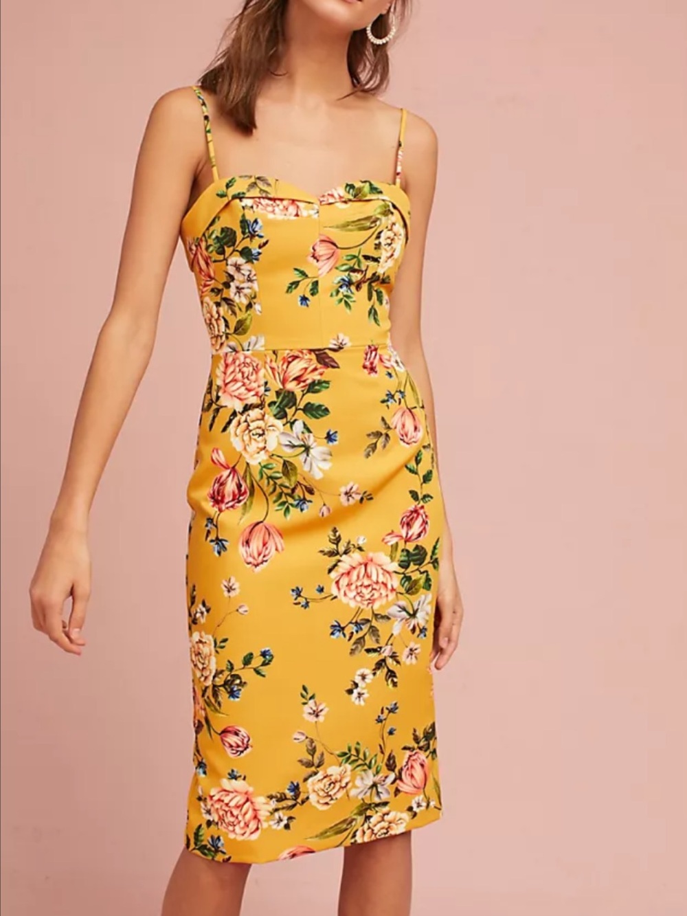 COMING SOON Black Halo Shalana Sheath Floral Spaghetti-Strap Midi Dress XS $375